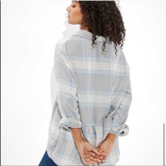 American Eagle Flannel Babydoll Top Blouse - Picture 2 of 12